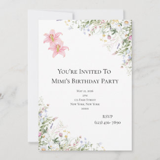 Floral Spring Birthday Garden Party Invitation 招待状