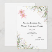 Floral Spring Birthday Garden Party Invitation 招待状 (正面/裏面)