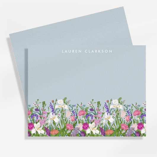 Floral Spring Garden Personalized Note Card 招待状