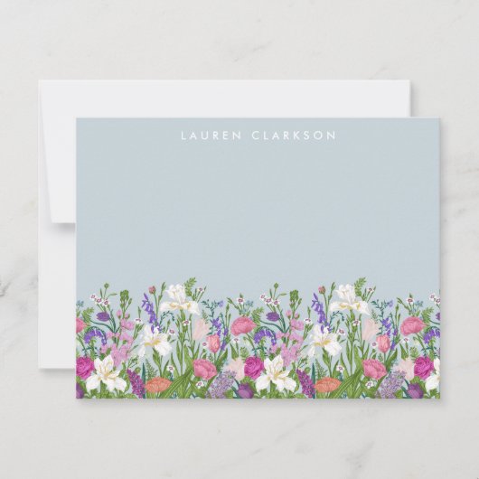 Floral Spring Garden Personalized Note Card 招待状 (正面)