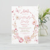 Floral Spring Garden Watercolor Butterfly Birthday 招待状 (スタンド正面)