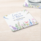 Floral Spring Love is in Bloom Bridal Shower  スクエアペーパーコースター (アングル)