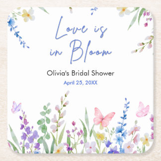 Floral Spring Love is in Bloom Bridal Shower  スクエアペーパーコースター