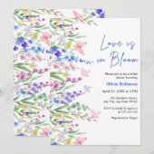 Floral Spring Love is in Bloom Bridal Shower  招待状 (正面/裏面)