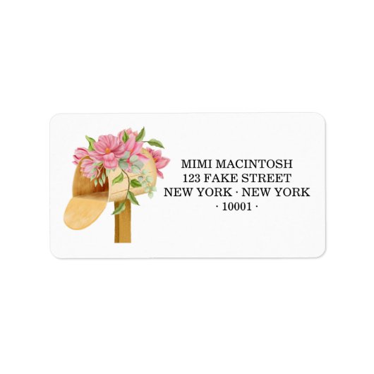 Floral Spring Mailbox Address Labels ラベル (正面)