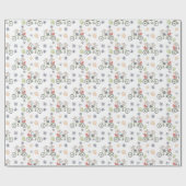 Floral Spring Mice On A Bike With Balloons Pattern ラッピングペーパー (フラット)