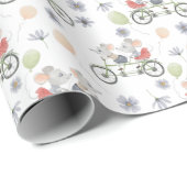 Floral Spring Mice On A Bike With Balloons Pattern ラッピングペーパー (ロールコーナー)