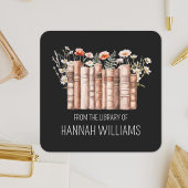 Floral Stack Book From the Library of Bookplate スクエアシール