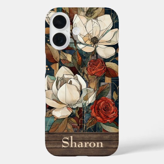 Floral Stained-Glass Phone Case with Personalized  Case-Mate iPhoneケース (裏面)