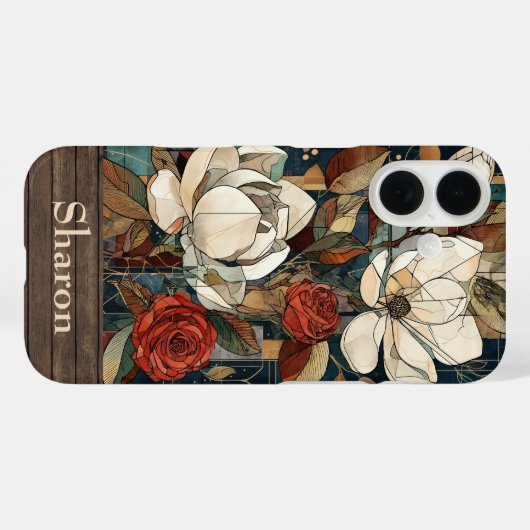 Floral Stained-Glass Phone Case with Personalized  Case-Mate iPhoneケース (裏面 (横))