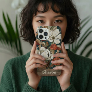 Floral Stained-Glass Phone Case with Personalized  iPhone 16ケース