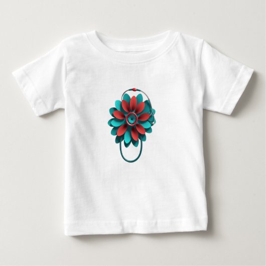 Floral Stethoscope Design – Unique Medical & Healt ベビーTシャツ (正面)