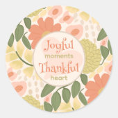 Floral Stickers - Joyful Moments Thankful Heart ラウンドシール (正面)
