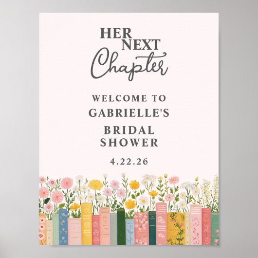 Floral Storybook Her Next Chapter Bridal Shower  ポスター (正面)