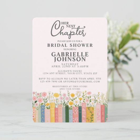 Floral Storybook Her Next Chapter Bridal Shower  招待状 (スタンド正面)