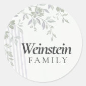 Floral Stripe Leaf Purim Sticker ラウンドシール (正面)