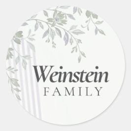 Floral Stripe Leaf Purim Sticker ラウンドシール