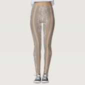 Floral Stripes Pattern – Elegant Repeating レギンス (正面)