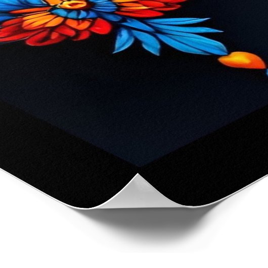 Floral Sugar Skull  ポスター (角)