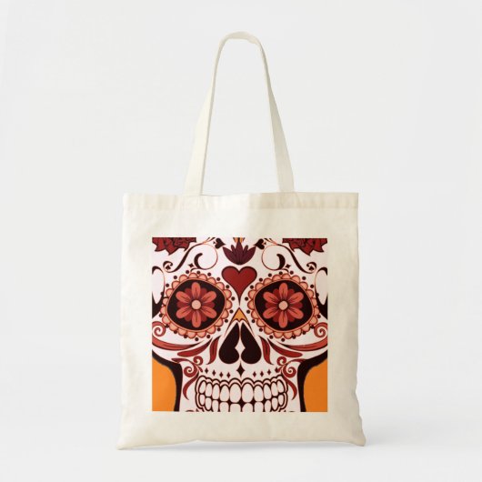Floral Sugar Skull Day of the Dead Art トートバッグ (正面)
