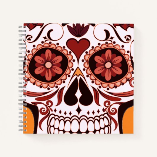 Floral Sugar Skull Day of the Dead Art ノートブック (正面)