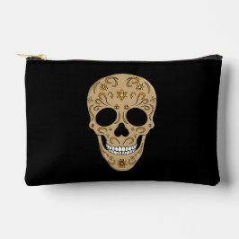 Floral Sugar Skull Dia de los Muertos アクセサリーポーチ