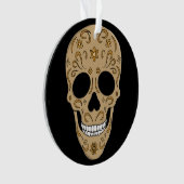 Floral Sugar Skull Dia de los Muertos オーナメント (正面)