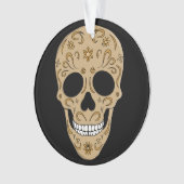 Floral Sugar Skull Dia de los Muertos オーナメント (正面)