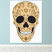 Floral Sugar Skull Dia de los Muertos キャンバスプリント (インサイチュ (ウッドフロア))