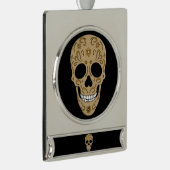 Floral Sugar Skull Dia de los Muertos シルバープレートバナーオーナメント (右)