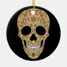 Floral Sugar Skull Dia de los Muertos セラミックオーナメント