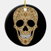 Floral Sugar Skull Dia de los Muertos セラミックオーナメント (裏面)