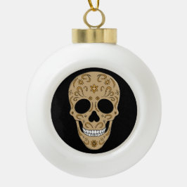 Floral Sugar Skull Dia de los Muertos セラミックボールオーナメント