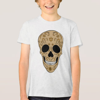 Floral Sugar Skull Dia de los Muertos トライブレンドＴシャツ