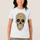 Floral Sugar Skull Dia de los Muertos トライブレンドＴシャツ (正面)