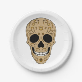 Floral Sugar Skull Dia de los Muertos ペーパープレート