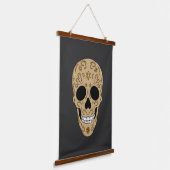 Floral Sugar Skull Dia de los Muertos 吊り下げ型タペストリー (傾斜あり)