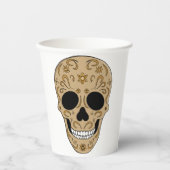 Floral Sugar Skull Dia de los Muertos 紙コップ (正面)