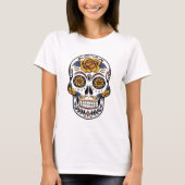 "Floral Sugar Skull - Día de los Muertos Art Tシャツ (正面)