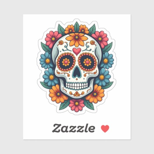Floral Sugar Skull Dia De Muertos Day of The Dead  シール (シート)