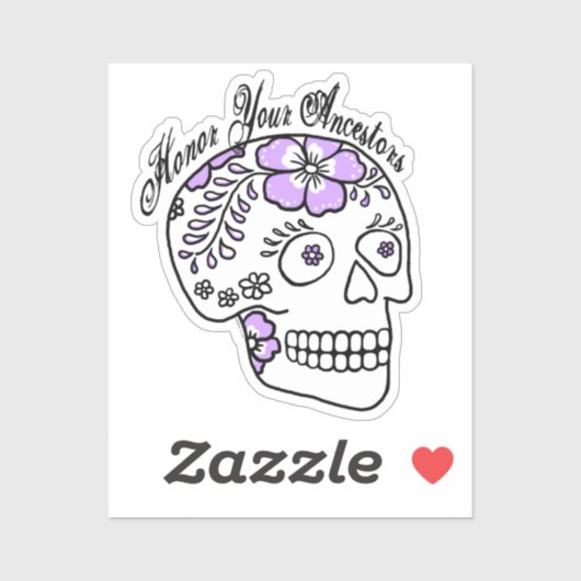 Floral Sugar Skull Purple Honor Your Ancestors シール (シート)