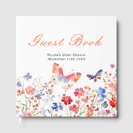 Floral Summer Butterfly Baby Shower Guest Book ゲストブック