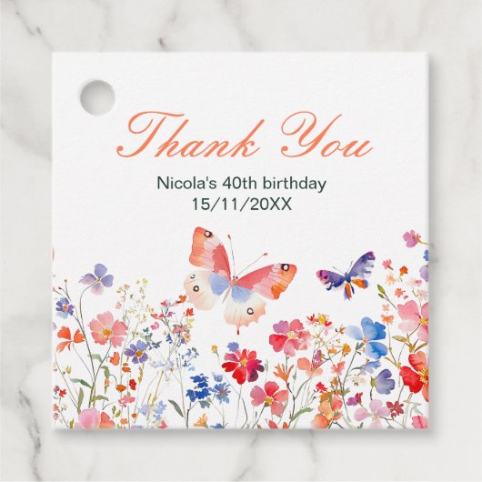 Floral Summer Butterfly Birthday フェイバータグ (正面)