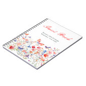 Floral Summer Butterfly Birthday Party Guest Book ノートブック (左側)