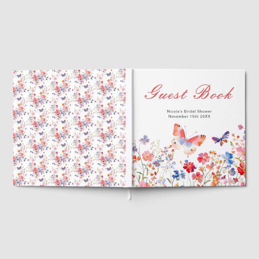 Floral Summer Butterfly Bridal Shower ゲストブック (全面)