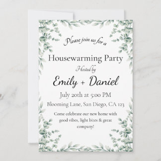 Floral summer house warming party invitation 招待状