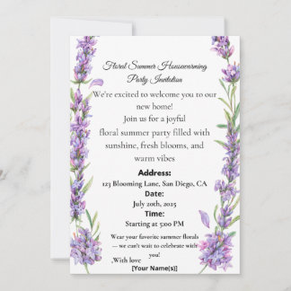 Floral Summer Housewarming Party Invitation 招待状