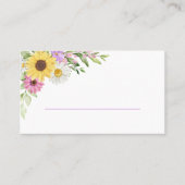 Floral Sunflower Daisy Purple Wildflower Wedding プレイスカード (正面)