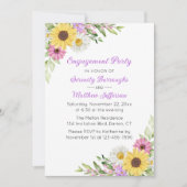 Floral Sunflower Daisy Wildflower Engagement Party 招待状 (正面)