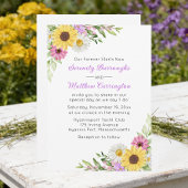 Floral Sunflower Daisy Wildflowers Wedding 招待状